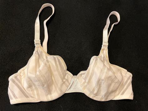 Vtg WARNER S 02513 Naked Striped Underwire 34B White Gem