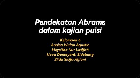 Kelompok Pendekatan Abrams Sangaji Niken Hapsari M Pd Kajian