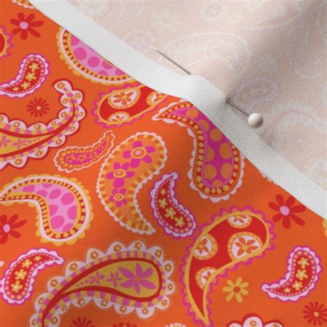 Zig Zag Pet Party Paisley Orange Fabric Spoonflower