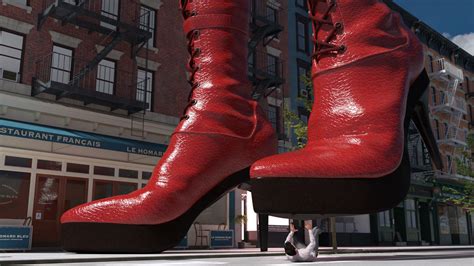 Under the giant red boots. by yasu-tsuyokute on DeviantArt