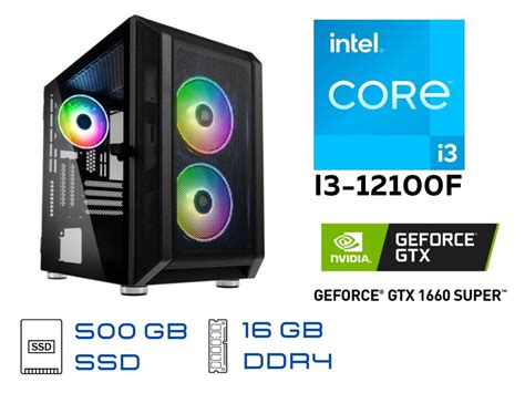 PC Gamer Nivel 1 Intel I3 12100F GTX 1660 Super 16 GB 3200 MHZ 500