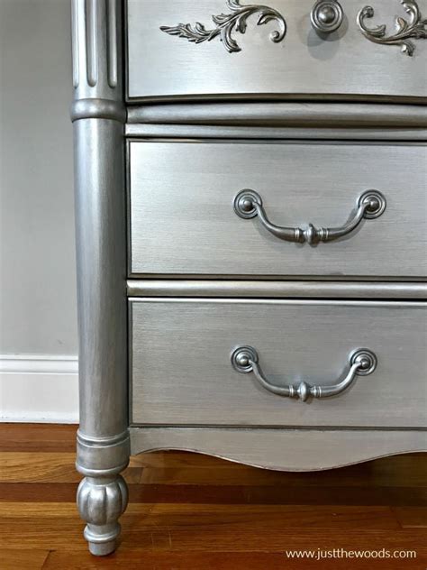 Metallic Silver Furniture Paint Makeover