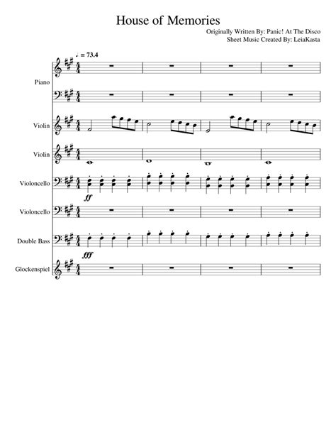 Houseofmemories Sheet Music For Piano Contrabass Glockenspiel Violin And More Instruments