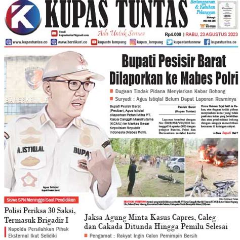 Kupas Tuntas Surat Kabar Harian Kupas Tuntas Edisi Rabu Agustus