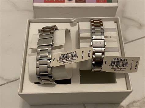 New Fossil Couple Set His Her Silver Stainless Steel Watch Bannon