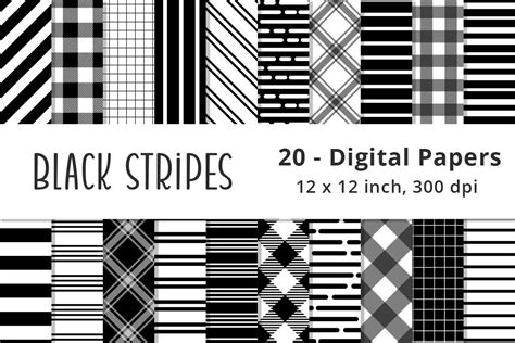 Black and White Stripes Pattern Papers Graphic by Lemon Paper Lab ...