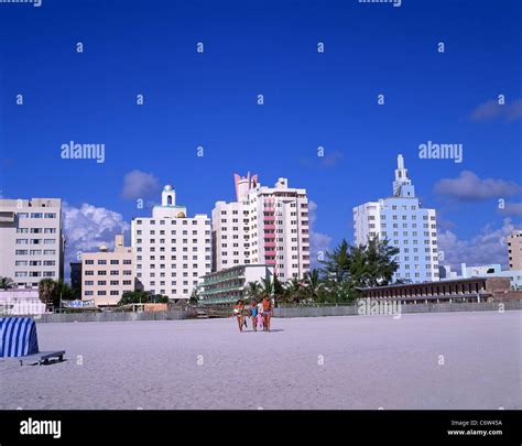 Beach View Showing Art Deco Buildings South Beach Miami Beach