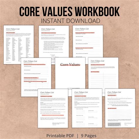 Core Values Printable My Core Values Defining Personal Values Life