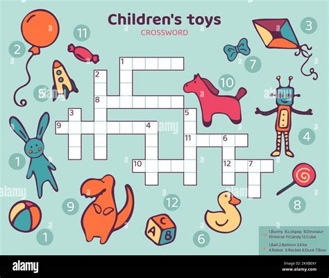 Crucigrama En Inglés Para Niños Con Juguetes Para Niños Imagen Vector De Stock Alamy