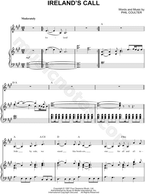 Celtic Thunder "Ireland's Call" Sheet Music in A Major (transposable ...