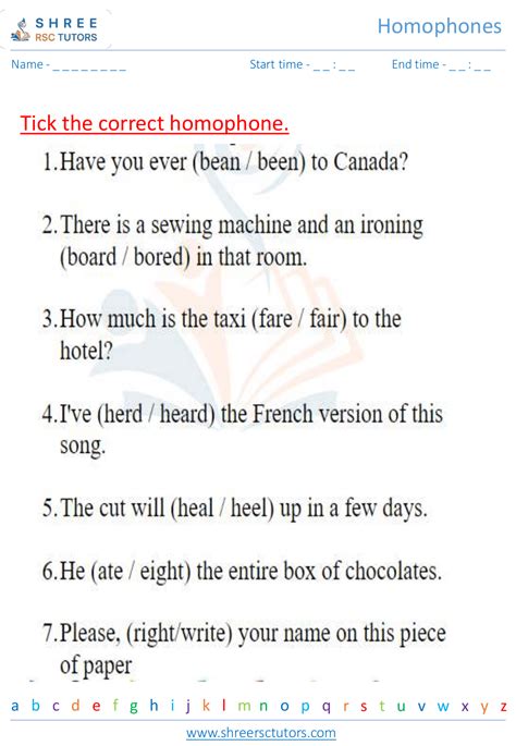 Homophones Worksheets For Grade 2 English Shree Rsc Tutors