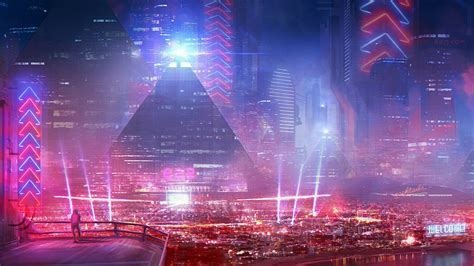 Futuristic City Wallpaper HD Neon