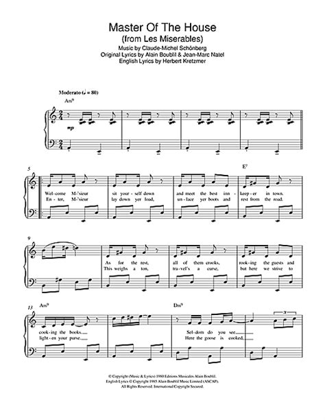 Master Of The House (from Les Miserables) sheet music by Boublil and ...