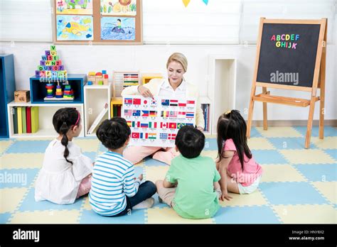 Kindergarten Class With Foreign Teacher Stock Photo Alamy