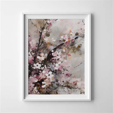 Abstract Cherry Blossom Painting Wall Art Floral Flower Botanical Home ...