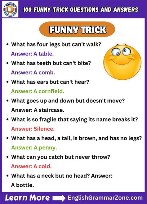 Easy Funny Tricky Riddles With Answers English Grammar Zone