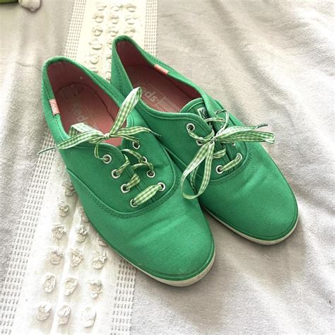 Green Keds W Checkered Laces Size Womens 8 Depop