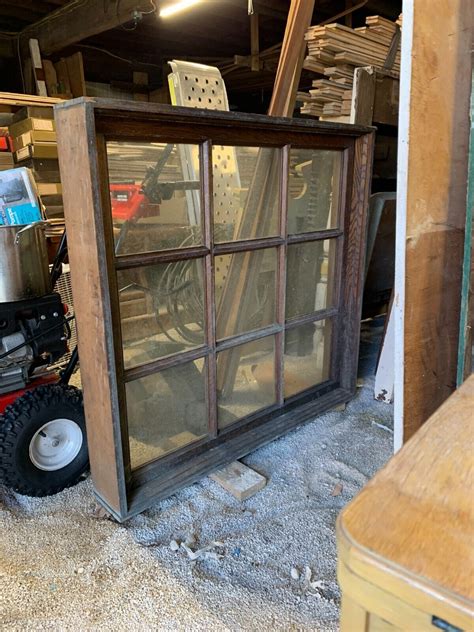 Large Vintage Oak 9 Pane Window Ohio Pick Up Only Ebay