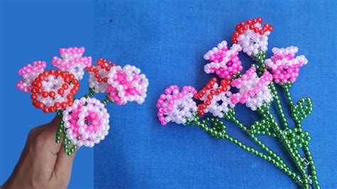 How To Make Beaded Rose Flower Beads Craft Diy Rose Flower Making