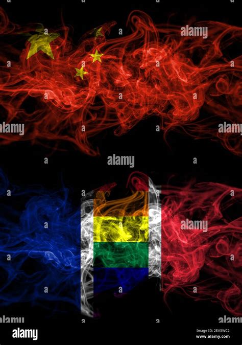 China Chinese Vs France Gay Flag Smoky Mystic Flags Placed Side By