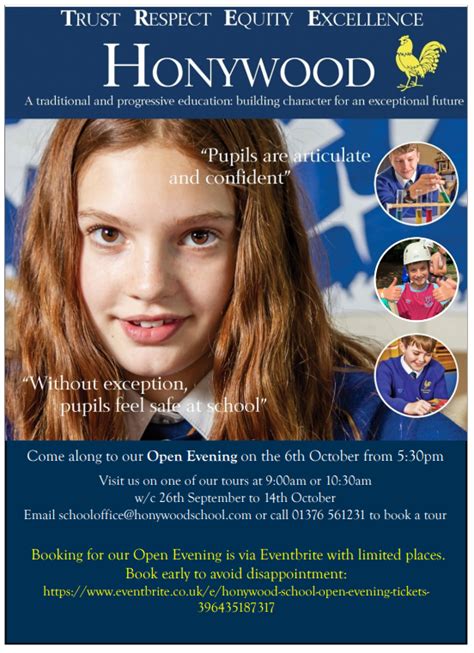 Honywood School - OPEN EVENING - 6TH OCTOBER 2022 - 5.30PM