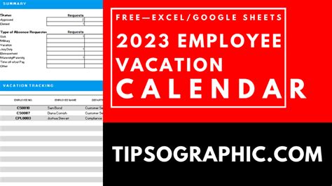 I just downloaded a simple free 2023 Employee Vacation Calendar with ...