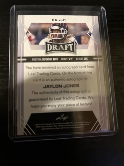 Leaf Draft Autographs Ba Jj Jaylon Jones Au Rc For Sale