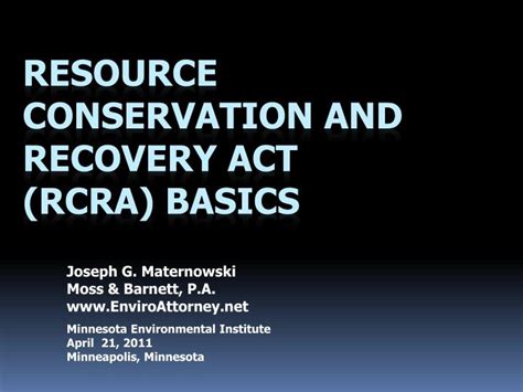 PPT Resource Conservation And Recovery Act RCRA Basics PowerPoint