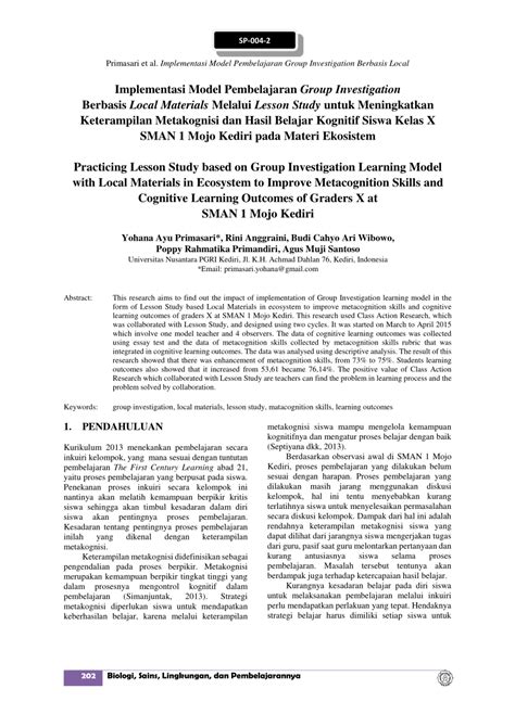 Pdf Implementasi Model Pembelajaran Group Investigation Berbasis