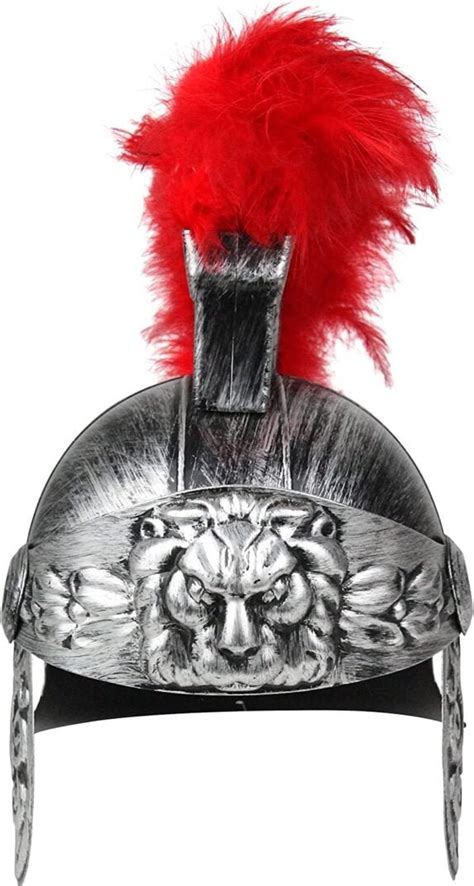 Roman Helmet With Red Feather Plume Greek Gladiator Costume Helmets