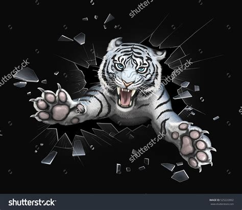 White tiger jumping through glass | White tiger, Tiger drawing, Tiger ...