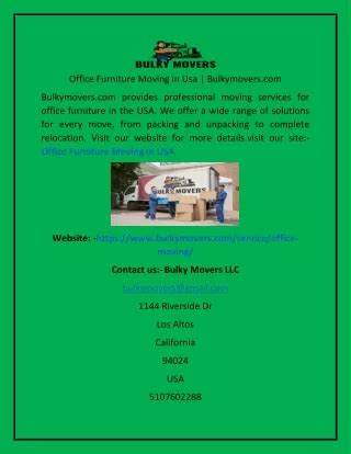 Bulky Movers Online Presentations Channel