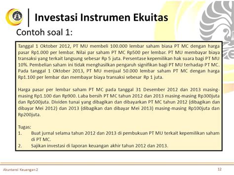 Contoh Soal Metode Ekuitas Untuk Investasi Saham Gaya Modis