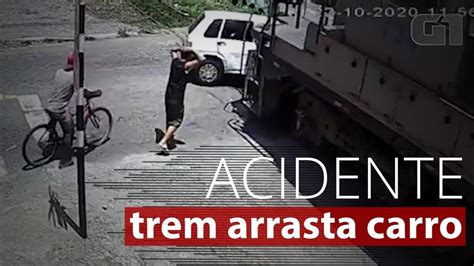 Carro desliga em cima da linha férrea e é atingido por trem em Barra