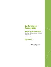 Teorías del pensamiento y el lenguaje semana 1 P 7 docx Evidencia de