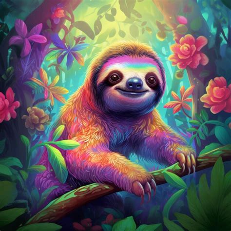 Premium Photo A Close Up Of A Sloth Sitting On A Branch In A Jungle