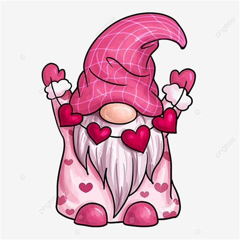 Walentynki Pink Heart Gnome Girl Różowa Miłość Walentynkowy Gnom