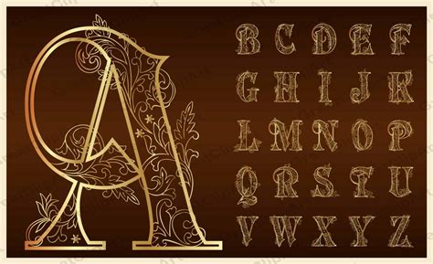 26 Gold Ornate Alphabet Gold Letters Gold Numbers Gold Etsy Gold