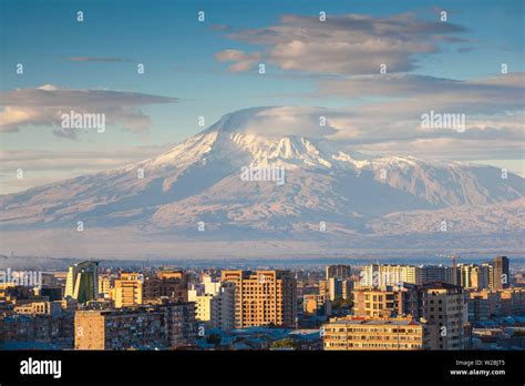 Armenia, Yerevan, View of Yerevan and Mount Ararat from Cascade Stock ...