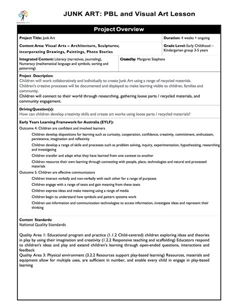 Project Based Learning Unit Plan For Science