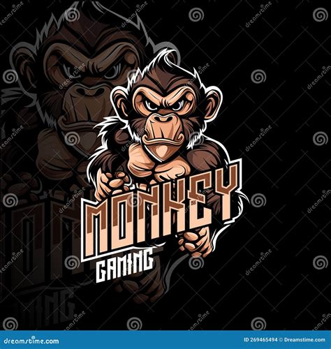 Monkey gamer logo mascot stock vector. Illustration of cartoon - 269465494