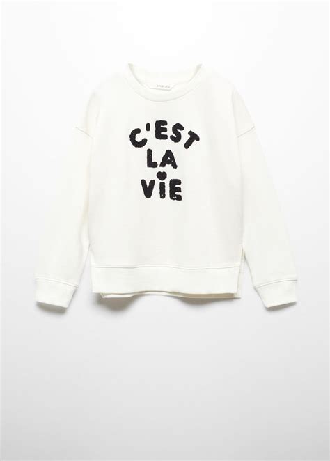 Printed Message Sweatshirt Woman Mango Indonesia