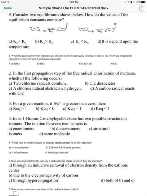 Solved Ipad Am Done Multiple Choices For Chem Chegg