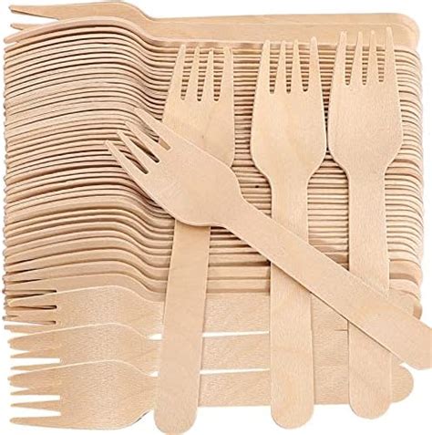 Amazon Pack Disposable Wooden Forks Length Compostable