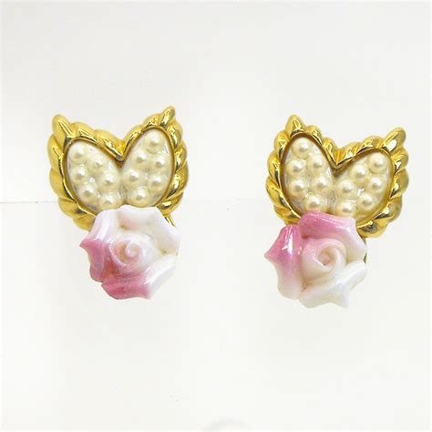 Retro Avon Earrings Rose Pink Flowers Porcelain Blossoms Studs Etsy