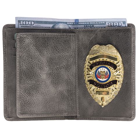 Police Badge Wallet All Leather Universal Fit-black Croc - Etsy