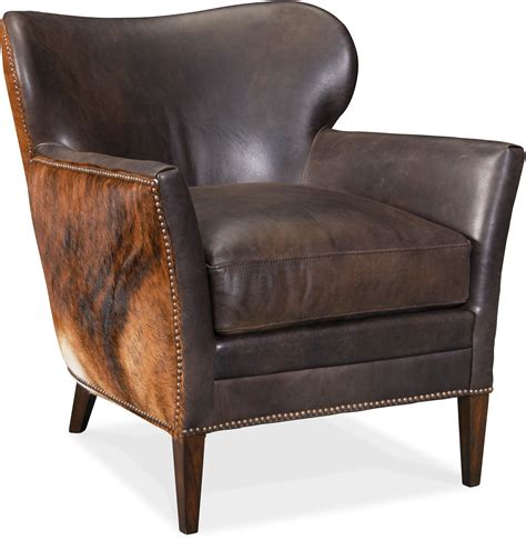 Hooker Furniture Living Room Kato Leather Club Chair w/ Dark HOH CC469-089