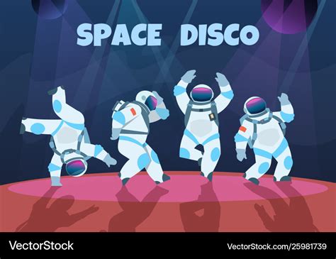 Party Astronauts Retro Dancing Spaceman Disco Vector Image