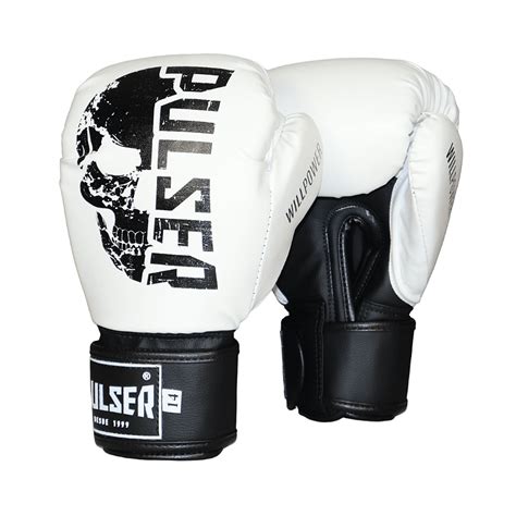 Luva De Muay Thai Boxe Kickboxing Pulser Fight Branco Caveira