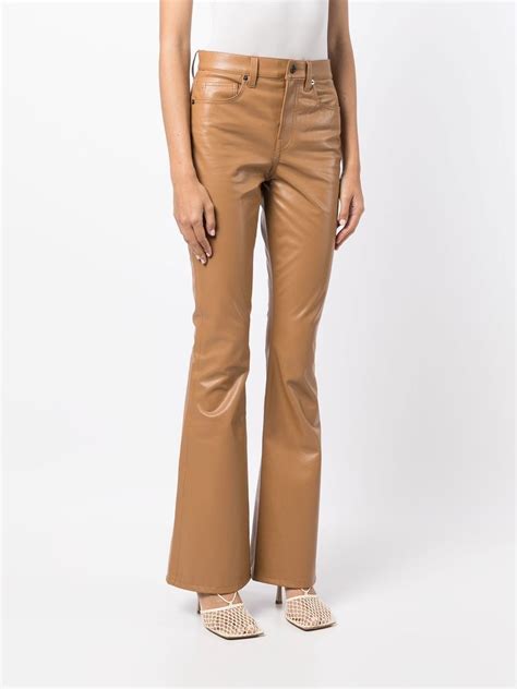 Veronica Beard Beverly Flared Leg Faux Leather Trousers Brown Farfetch